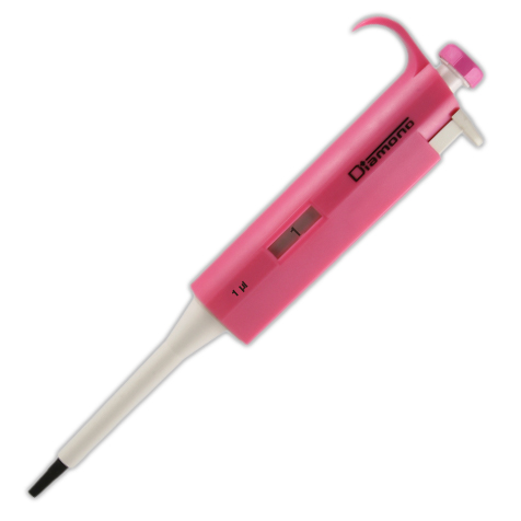 Globe Scientific Pipette, Diamond, Fixed Volume, 1uL, Pink Image